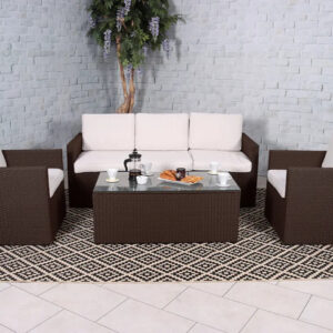 RC Berlin 5 Seater Rattan Lounge Set - Brown