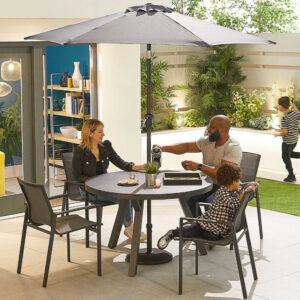 Callisto 4 Seater Aluminium Round Dining Set - Grey
