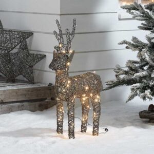 Comet Rattan Reindeer Figure - 80cm - 80 LEDs - Grey