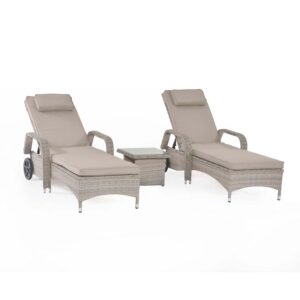 MZ Cotswold Rattan 3pc Sunlounger Set