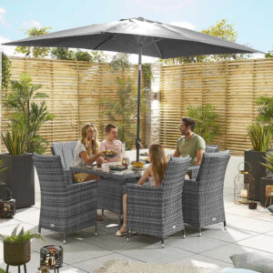 Nova - 6 Seater Rattan Rectangular Dining Set - Grey