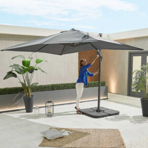Hebe Grey Frame Cantilever Parasol - 3m x 2.5m Rectangular