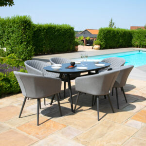 Leamington 6 Seater Outdoor Fabric Oval Dining Set - Grey