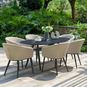 Leamington 8 Seater Outdoor Fabric Rectangular Dining Set With Fire Pit - Grey