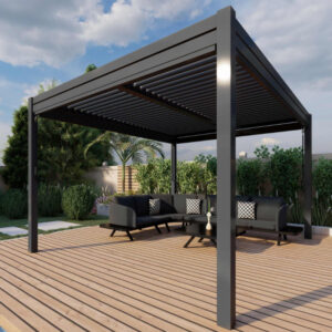 MZ Como Aluminium Rectangle Pergola 3m x 4m with 4 Drop Sides