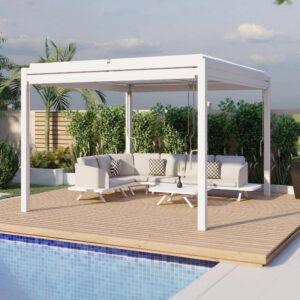 Marseille Aluminium Square Pergola 3m x 3m with 4 Drop Sides