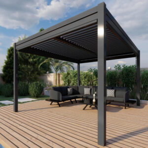MZ Como Aluminium Square Pergola 4m x 4m with 4 Drop Sides