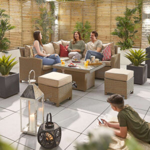 Nova - 4-6 Seater Compact Rattan Corner Dining Set with Rising Table - Willow