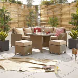 Nova - 4-6 Seater Compact Rattan Corner Dining Set - Willow