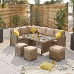 Nova - 5-8 Seater Left Hand Corner Rattan Dining Set - Willow