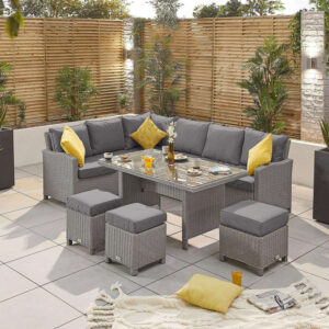 Nova - 5-8 Seater Left Hand Corner Rattan Dining Set - White Wash