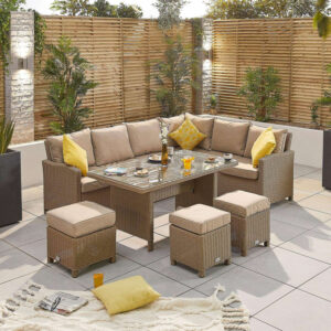 Nova - 5-8 Seater Right Hand Corner Rattan Dining Set - Willow