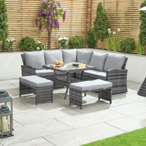 Elara 4-8 Seater Compact Rattan Set - Grey