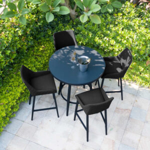 Nantes 4 Seater Outdoor Fabric Round Bar Set - Charcoal
