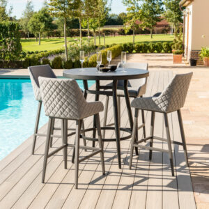 Nantes 4 Seater Outdoor Fabric Round Bar Set - Flanelle
