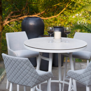 Nantes 4 Seater Outdoor Fabric Round Bar Set - Lead Chine