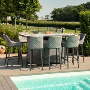 Nantes 8 Seater Outdoor Fabric Rectangular Fire Pit Bar Set - Flanelle