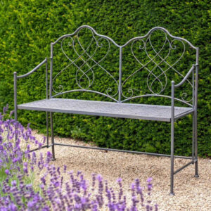 Osbourne Rose 2 Seater Metal Garden Bench - Grey