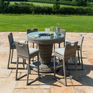 Stratford 6 Seater Round Rattan Bar Set with Ice Bucket