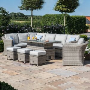 Stratford 6-9 Seater Deluxe Rattan Corner Dining Set with Rising Table & Armchair