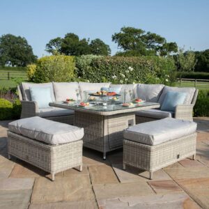 Stratford 4-8 Seater Royal Rattan Corner Set with Firepit