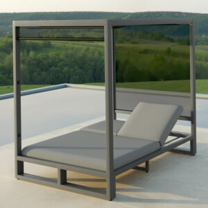 Palermo Outdoor Fabric Cabana Double Sunlounger - Flanelle