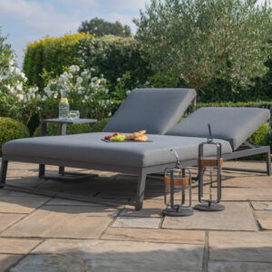 Palermo Outdoor Fabric Double Sunlounger - Flanelle