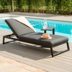 Palermo Outdoor Fabric Sunlounger - Charcoal