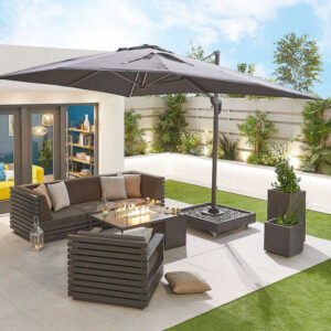 Pallas Grey Frame LED Cantilever Parasol - 4m x 3m Rectangular