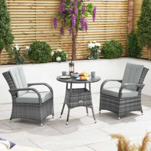Nova - 2 Seater Rattan Round Bistro Set - Grey