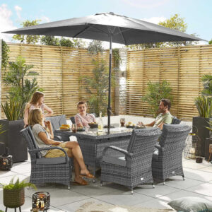 Pandora 6 Seater Rattan Rectangular Dining Set - Grey