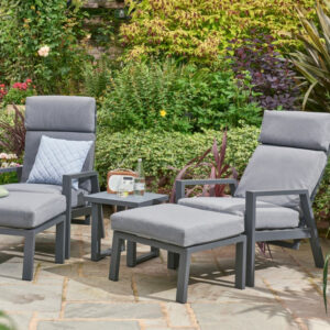 Pheasant 2 Seater Aluminium Bistro Set With Coffee Table - Grey