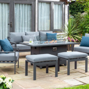 Pheasant 5-7 Seater Aluminium Lounge Set With Firepit Table - Grey