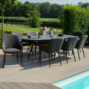 MZ Zest 8 Seater Outdoor Fabric Oval Dining Set - Charcoal