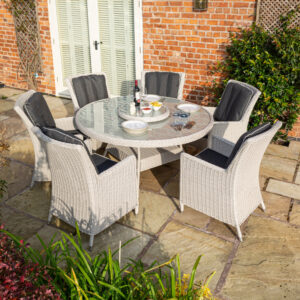 Prestbury Rattan 6 Seater Dining Set - Putty Grey