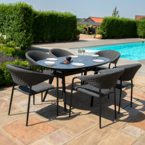 Ravenna 6 Seater Outdoor Fabric Oval Dining Set - Charcoal