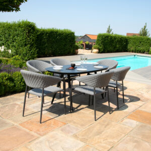 Ravenna 6 Seater Outdoor Fabric Oval Dining Set - Flanelle