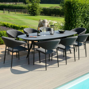 Ravenna 8 Seater Outdoor Fabric Oval Dining Set - Charcoal