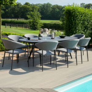 Ravenna 8 Seater Outdoor Fabric Oval Dining Set - Flanelle