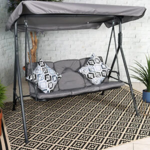 RC Cairo 3 Seater Metal Swing - Grey