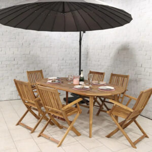 RC Eliipse 6 Seater Wooden Dining Set With Folding Armchairs