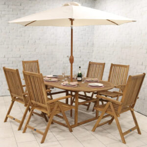 RC Turnbury 6 Seater Wooden Dining Set With Extending Table & Folding Armchairs