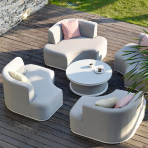 Stockholm Outdoor Fabric Lifestyle Suite with Rising Table - Lead Chine