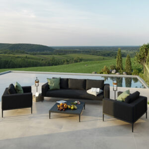 Trento 5 Seater Outdoor Fabric Sofa Set - Charcoal Black
