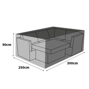 Ultimate Protector Rectangular Corner Sofa Dining Set Cover - 300cm - Charcoal