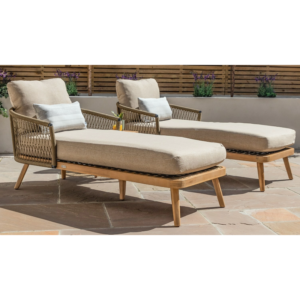 Valencia Rope Double Sunlounger Set with Side Table