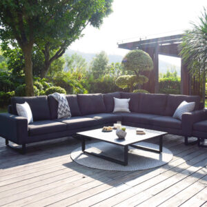 Verona 5 Seater Outdoor Fabric Corner Sofa Group - Charcoal Black