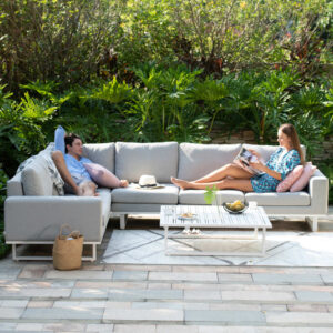 Verona 5 Seater Outdoor Fabric Corner Sofa Group - Light Grey