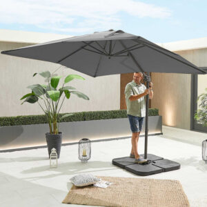 Vesta Grey Frame Cantilever Parasol - 2.5m Square