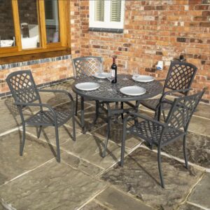 Vienna Aluminium 4 Seater Round Dining Set